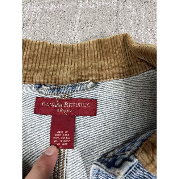 Banana Republic Vintage 90s Y2K Denim Cordury Collar Button Down Jean Jacket M - Picture 4 of 9